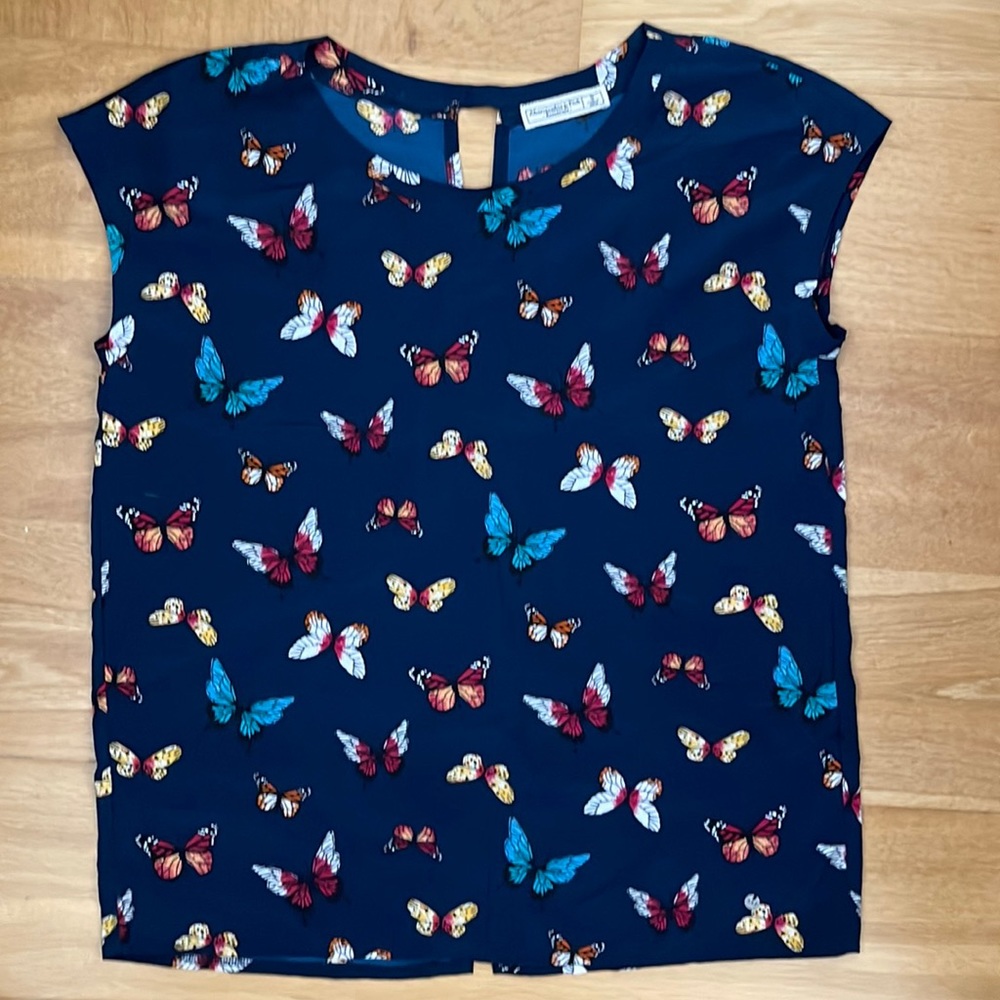 Abercrombie & Fitch Navy Butterfly Blouse S